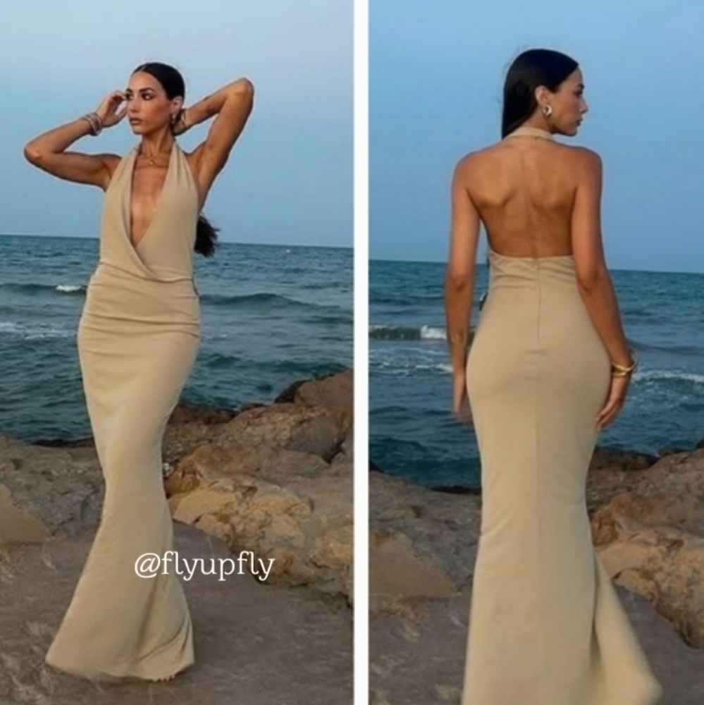 Zara Shell Halter Maxi Dress Size M ans XS - Picture 10 of 16